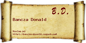 Bancza Donald névjegykártya